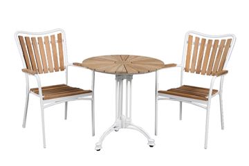Havemøbelsæt -Teak ø 70 cm havebord med 2 stole 